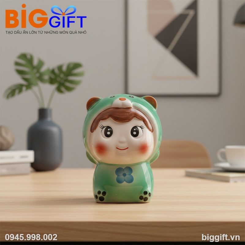 Heo đất b&uacute;p b&ecirc; qu&agrave; tặng in logo nhiều m&agrave;u sắc HĐ04