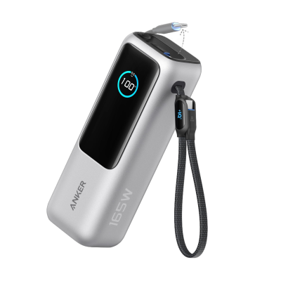 Ảnh catalogue Anker A1695 sắc xám sáng giữ đầu USB-C dây rút vòng dây IQ3 màn hình 100 và toàn khung gốc