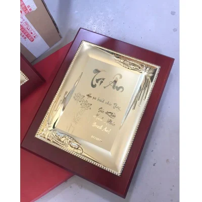Ảnh thật bảng vinh danh mẫu 05 nhìn nghiêng với chữ Tri Ân, hoa sen và ngày 07/2023