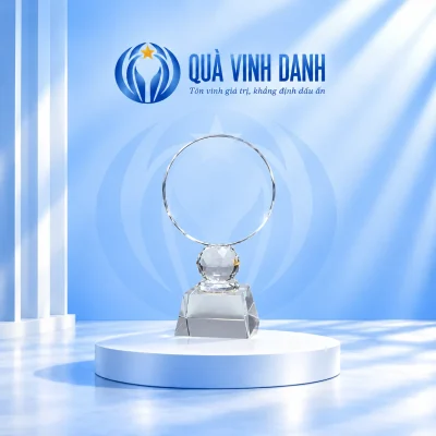 Biểu trưng mặt tròn phi 10 trên chân cầu cắt giác và đế vát trong suốt