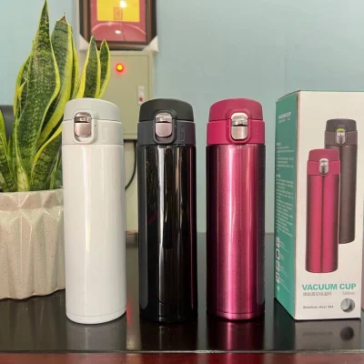 Ảnh thật nguồn dãy bình nắp bật trắng đen hồng cùng hộp VACUUM CUP