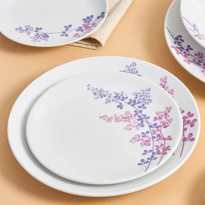 Ảnh thật tư liệu Minh Long chụp gần hai đĩa Daisy Cỏ Tím giữ các nhành tím hồng trên nền trắng và toàn khung nguồn