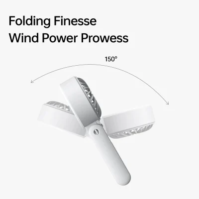Đồ họa JISULIFE dòng Life 7 mẫu xám giữ chữ Folding Finesse Wind Power Prowess góc 150 độ và các vị trí đầu quạt quanh khớp