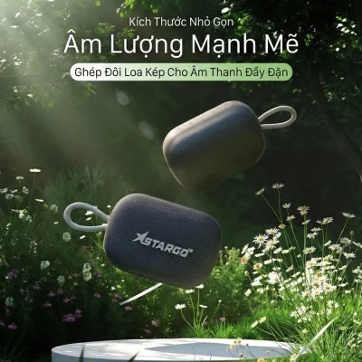Catalogue hãng StarGO Wave Mini thể hiện mặt trước có logo mặt sau và vòng đeo trong bối cảnh cây cỏ giữ nguyên chữ giới thiệu