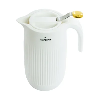 Catalog La Fonte011655 nhìn từ trên giữ nắp trắng thanh bạc đầu lẫy vàng và tên La Fonte trên thân