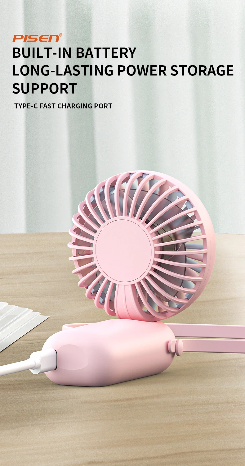 Catalogue PISEN TP-F15 màu hồng gập đặt bàn giữ hình mặt sau chốt dây cáp đang cắm và chữ Type-C trong toàn khung